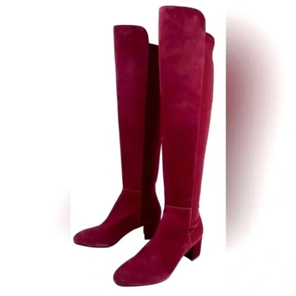 NWOB STUART WEITZMAN Gillian Suede Over the Knee Boots Burgundy 6 MSRP $800